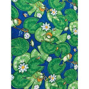 Green Lily Pad Frog Cotton Fabric  44" wide x 1/2 yard Length Sewing Craft Mater